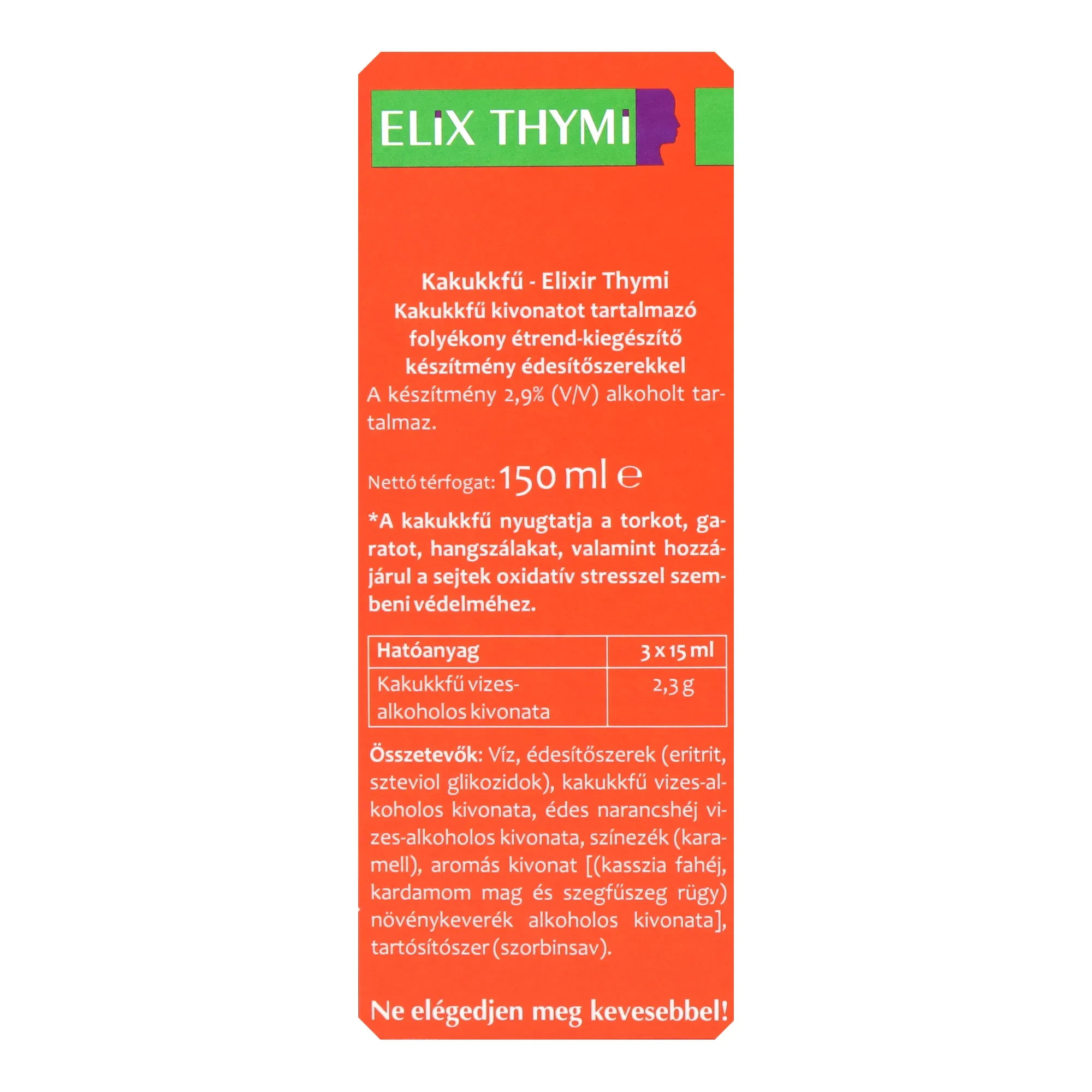 Naturland Elixir Thymi Kakukkfű Szirup Édesítőszerekkel 150ml