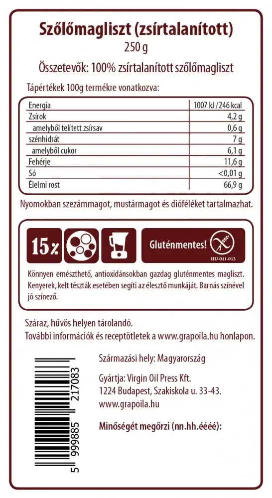 Grapoila Szőlőmagliszt 250g