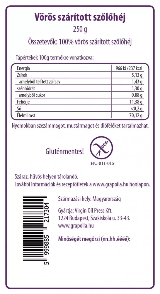 Grapoila Szőlőhéjőrlemény 250g