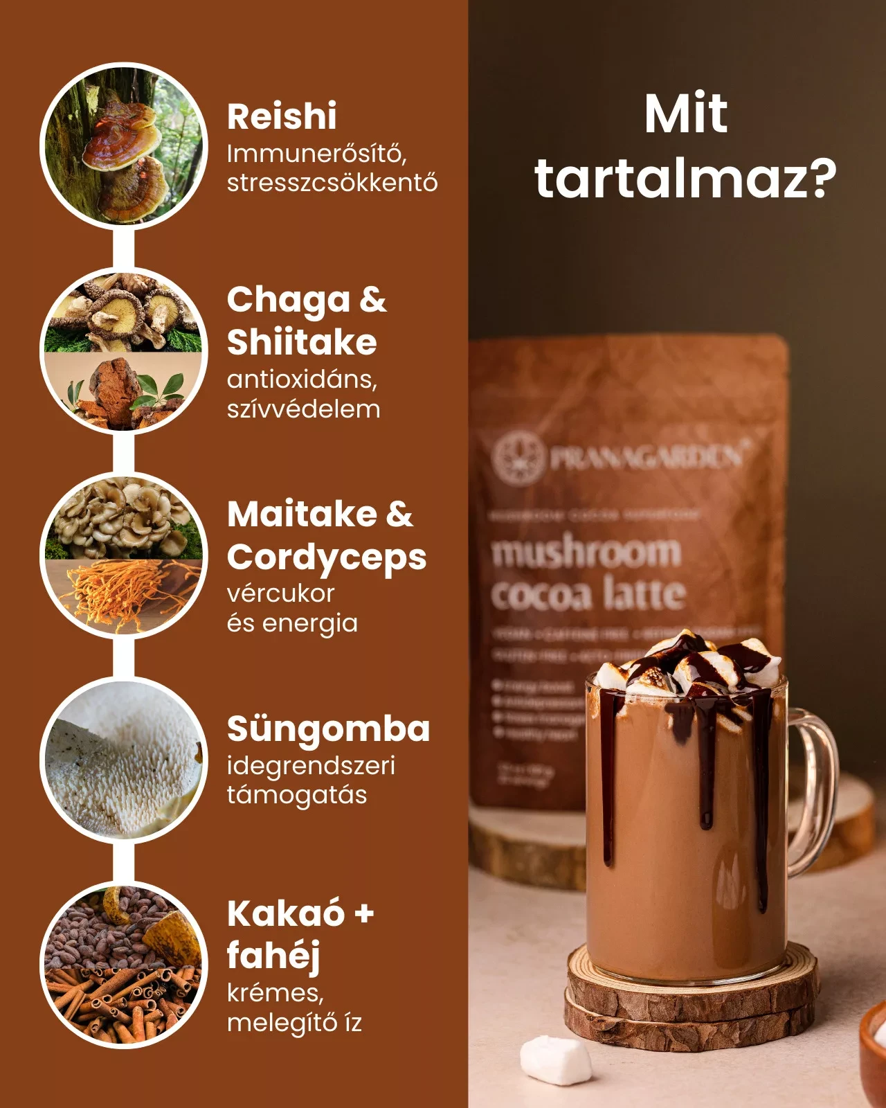 Pranagarden Gyógygomba latte italpor 100 g
