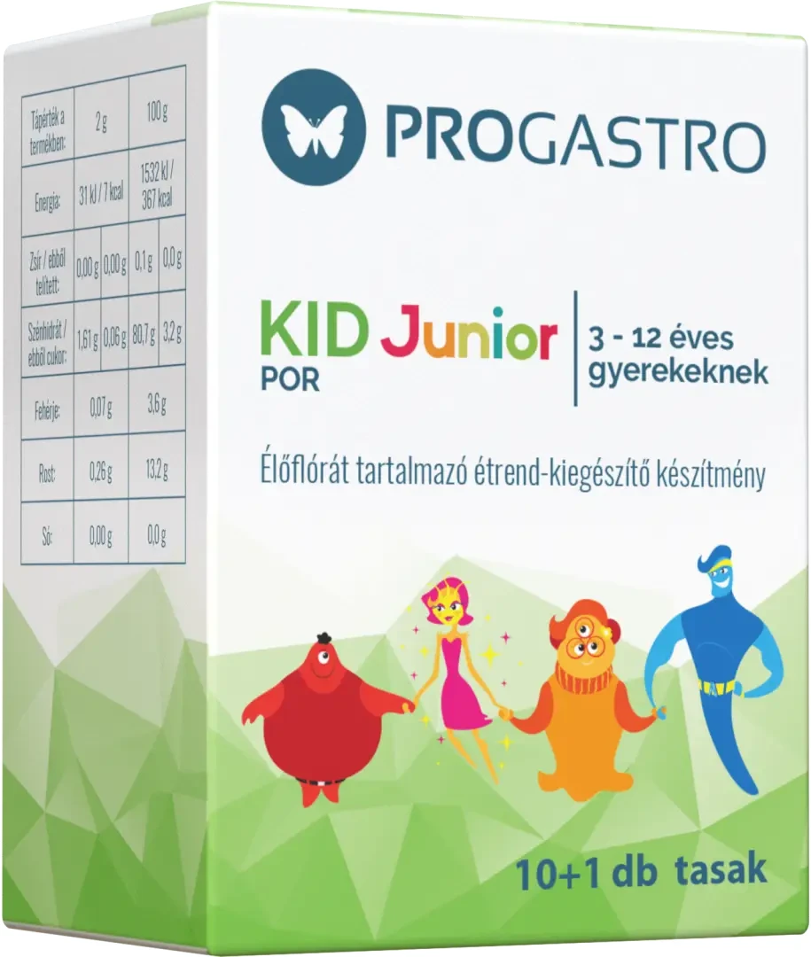 ProGastro KID Junior Élőflórát tartalmazó Étrend-kiegészítő készítmény 11 tasak
