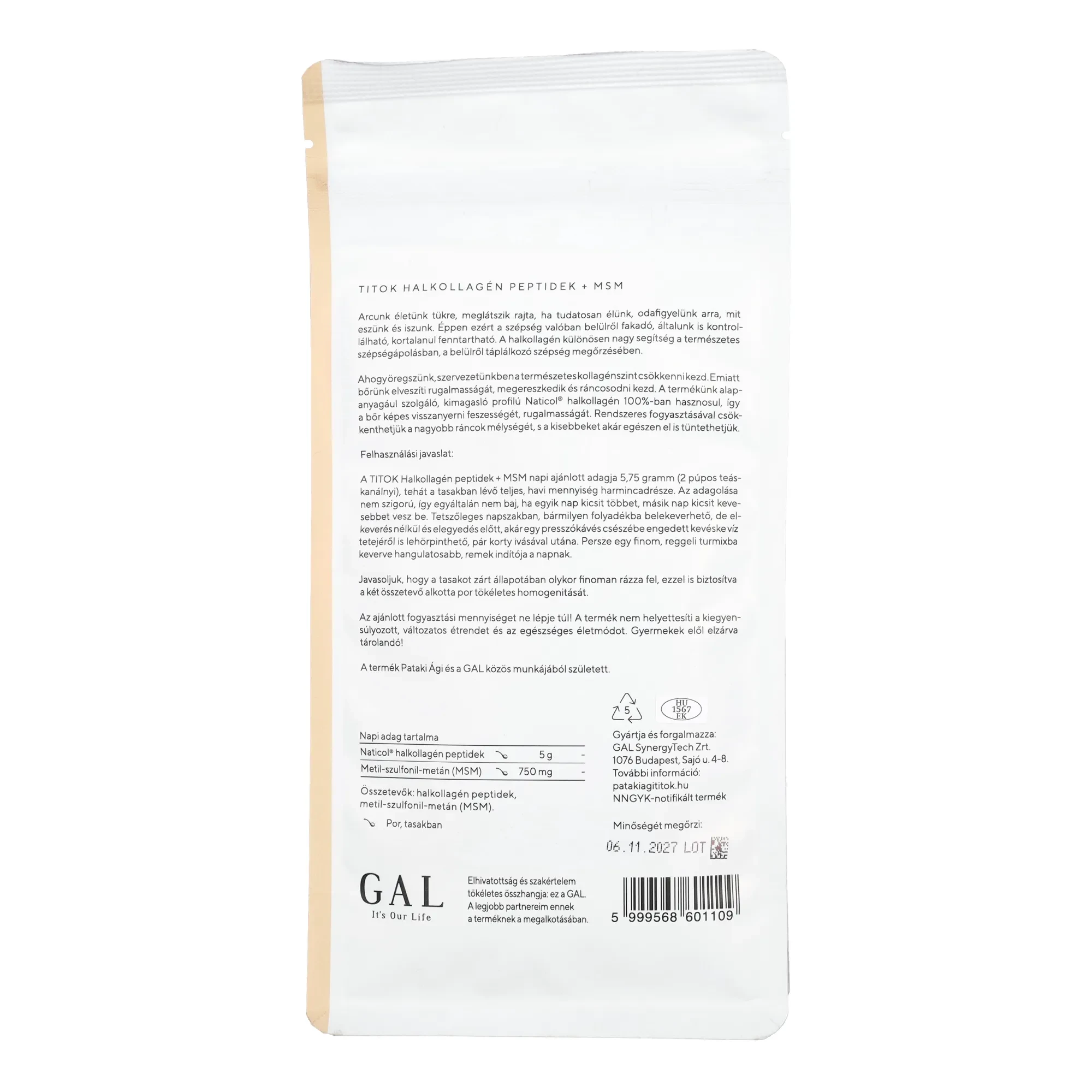 GAL TITOK Halkollagén Peptidek + MSM 173g