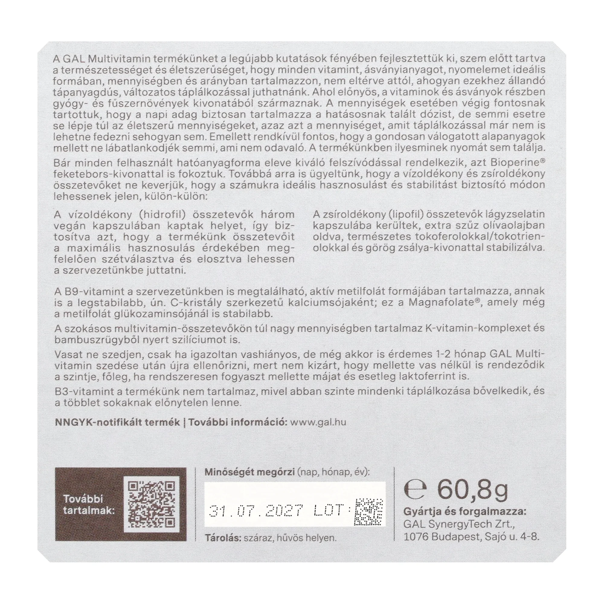 GAL multivitamin 30adag új recept