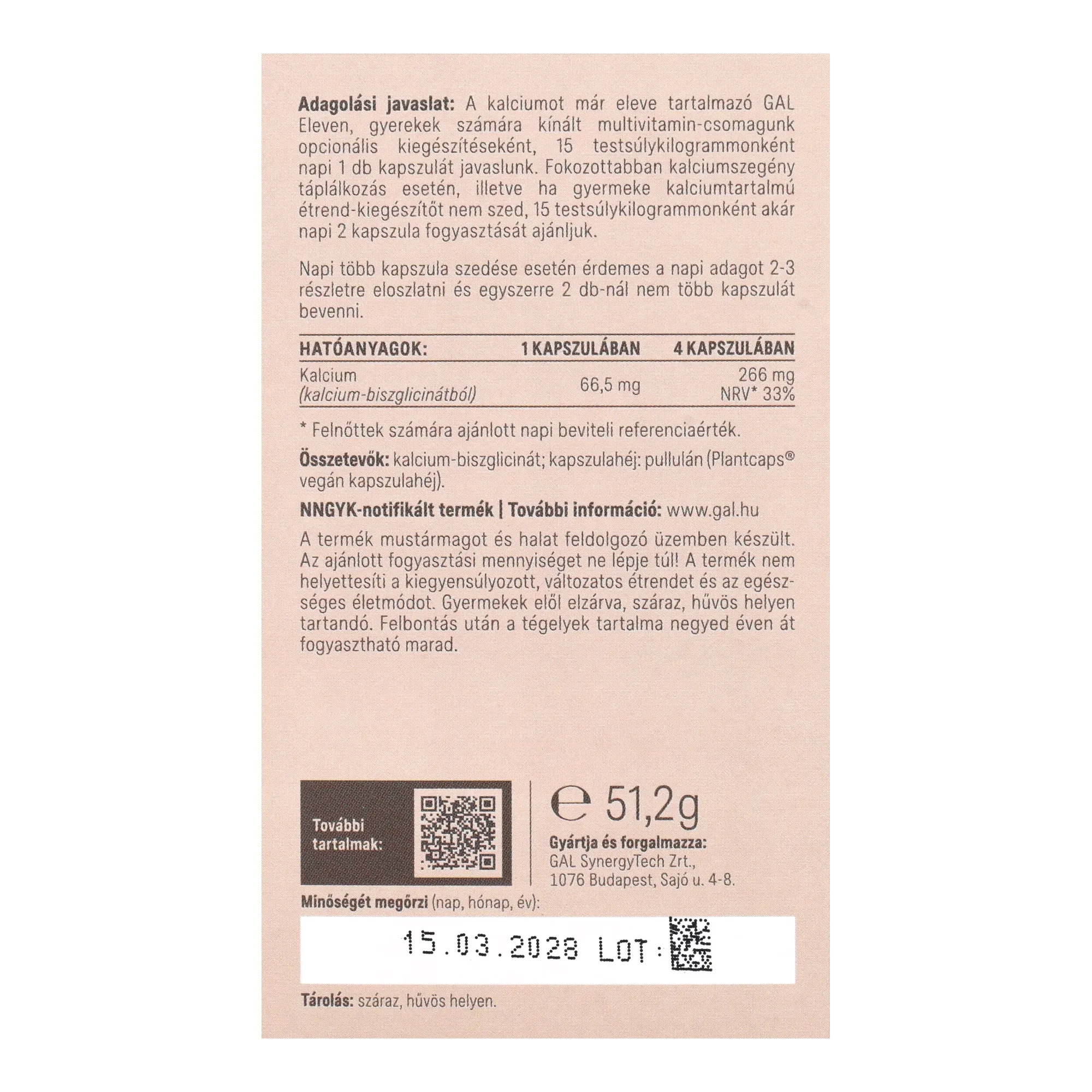 GAL Kalcium Biszglicinát 120 db kapszula
