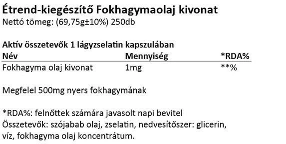SW Fokhagymaolaj kapszula 250db