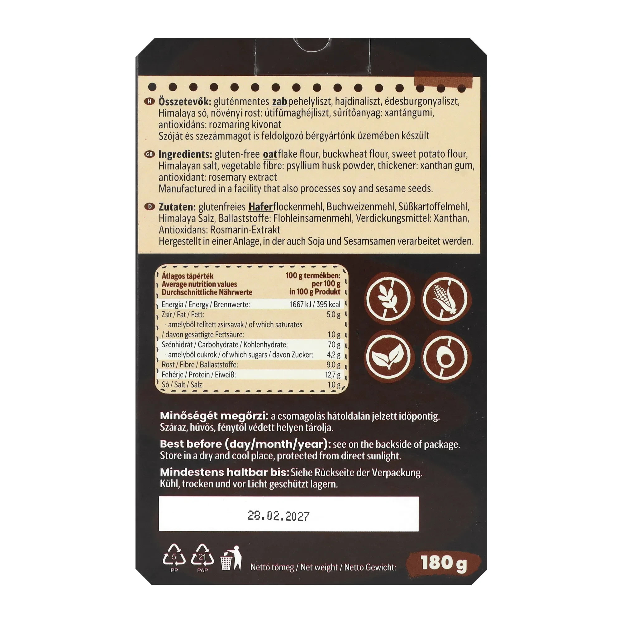 Szafi Free ripsz / pászka (gluténmentes) 180g