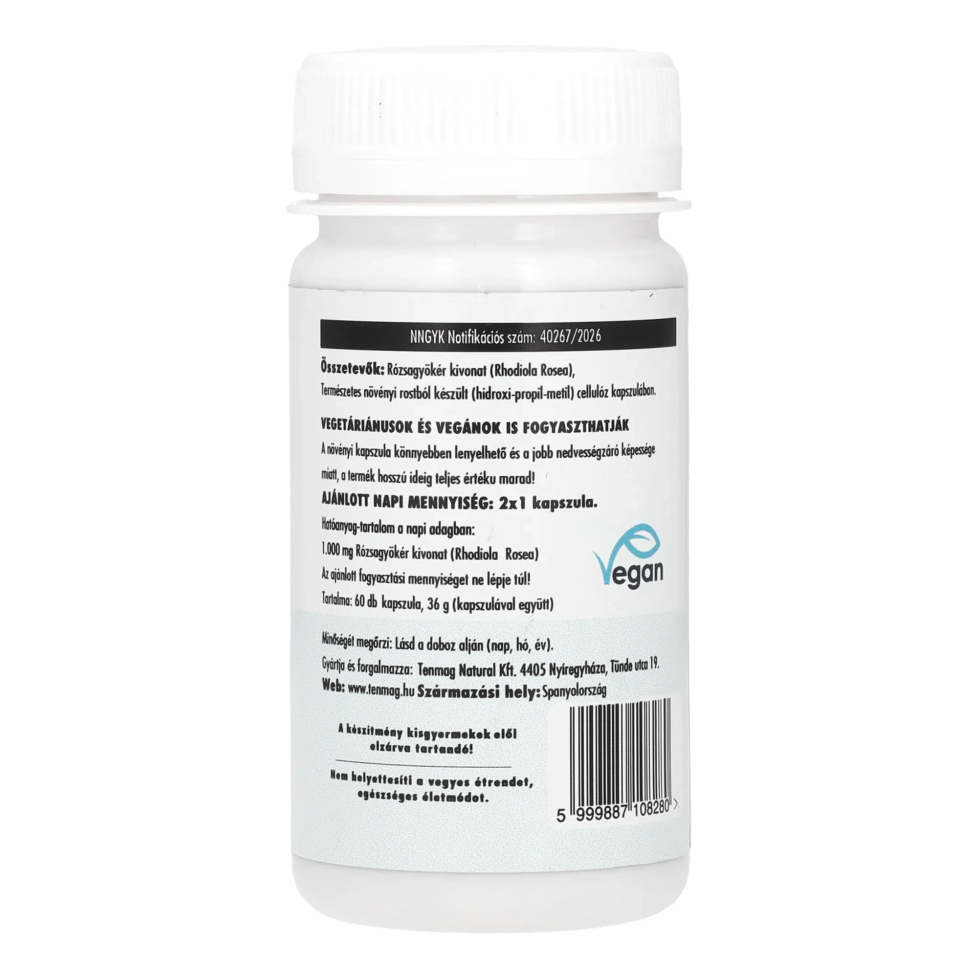 Tenmag Rhodiola Premium Rózsagyökér Kivonat 500mg 60db Kapszula