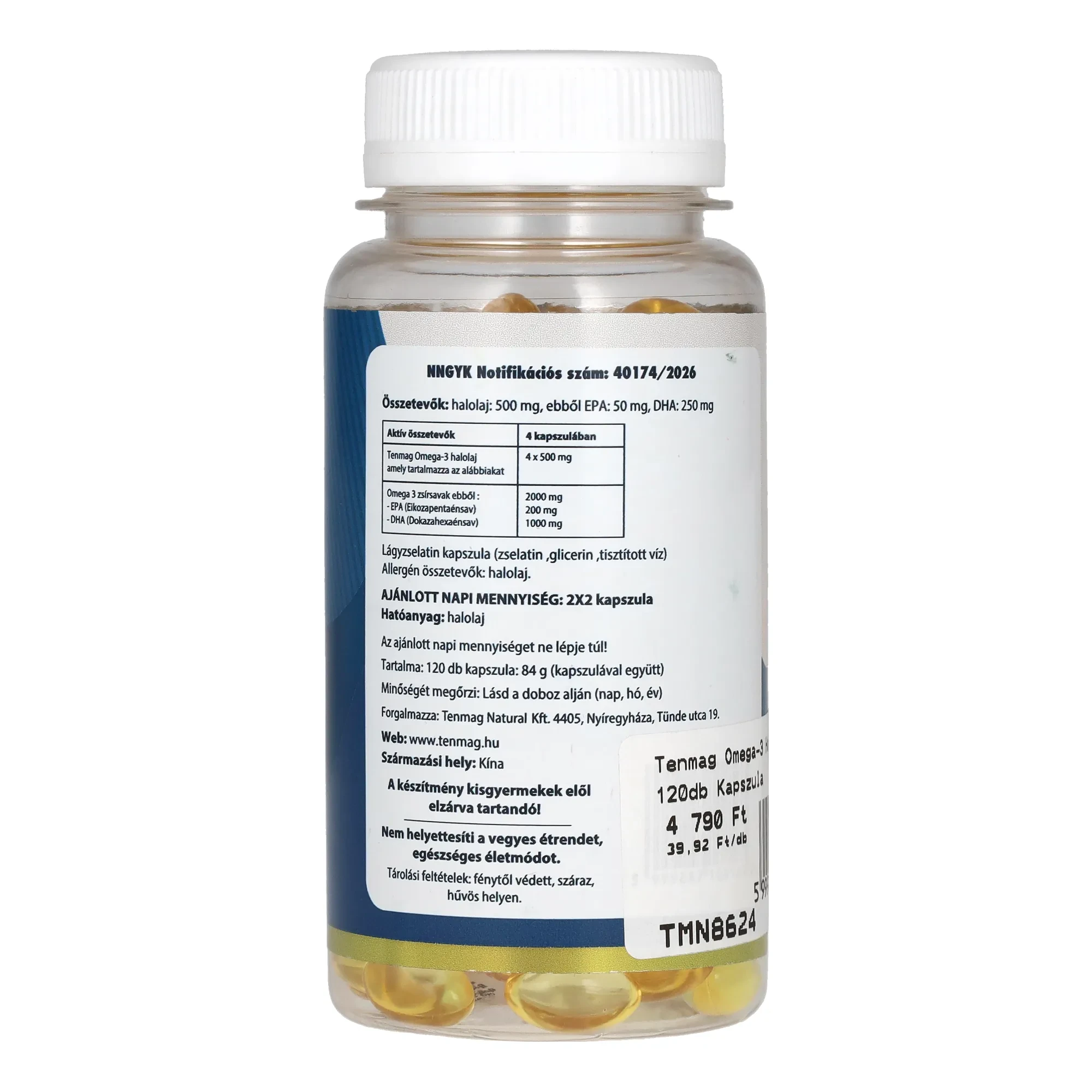 Tenmag Omega-3 Halolaj 500mg 120db Kapszula