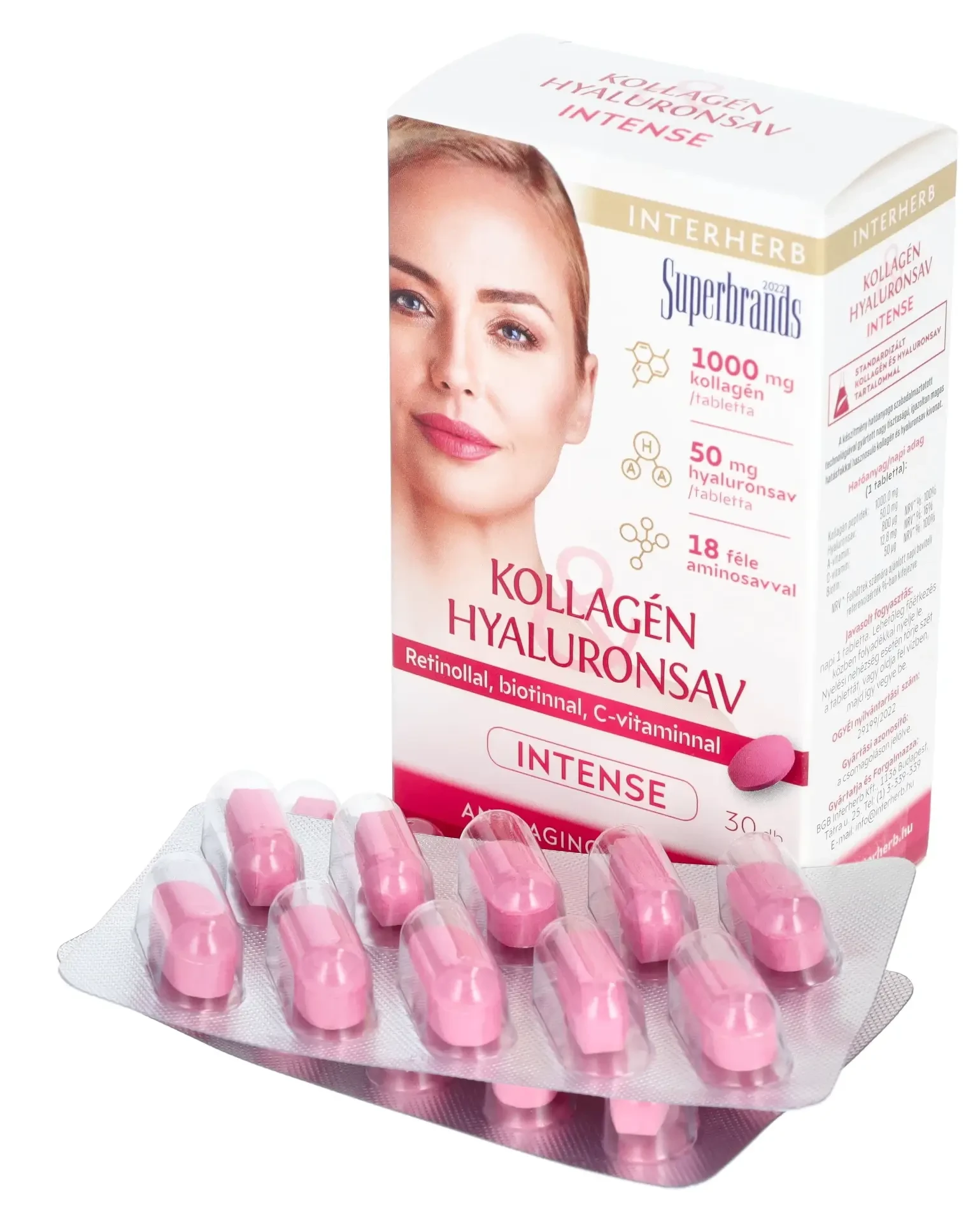INTERHERB KOLLAGÉN -HYALURONSAV INTENSE TABLETTA 30DB