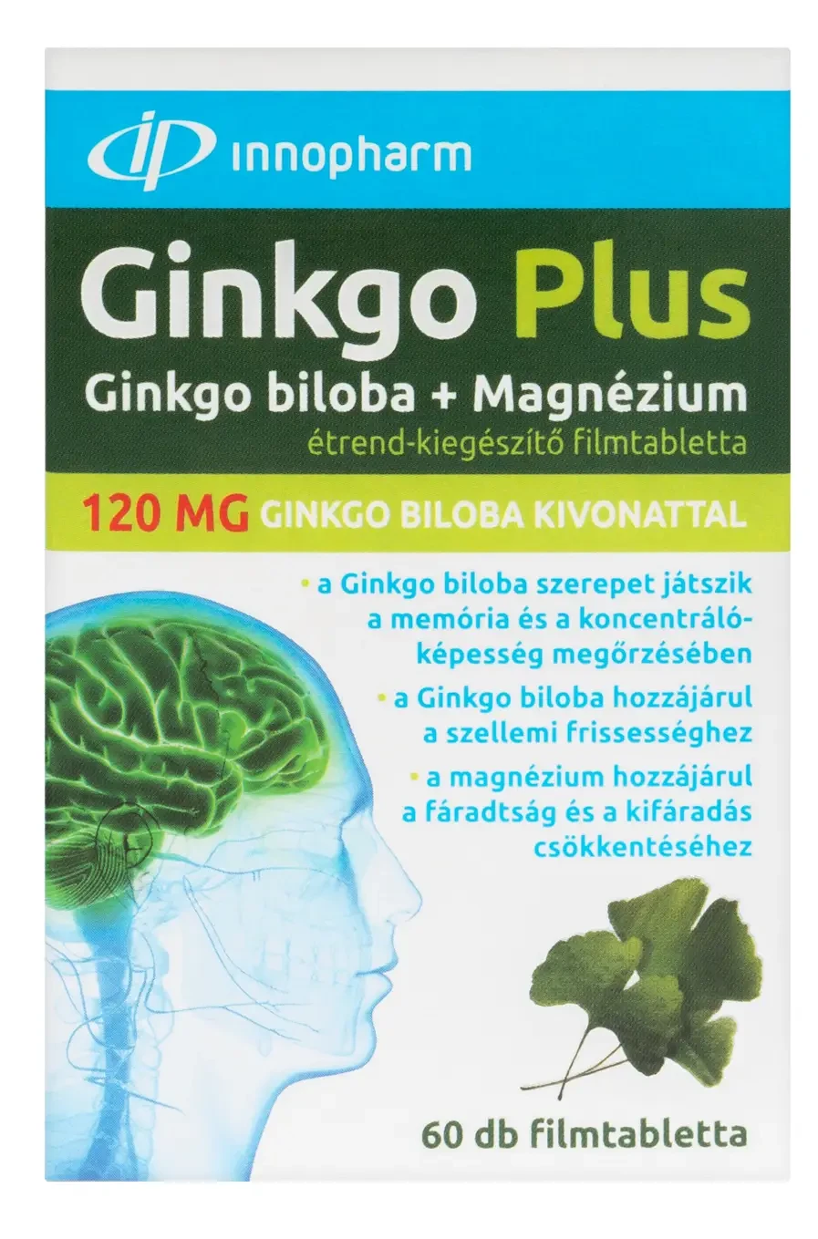 InnoPharm Ginkgo Plus Ginkgo biloba + Magnézium filmtabletta 60db