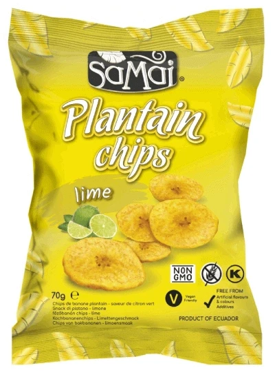 Plantain (főzőbanán) chips lime 70g SAMAI