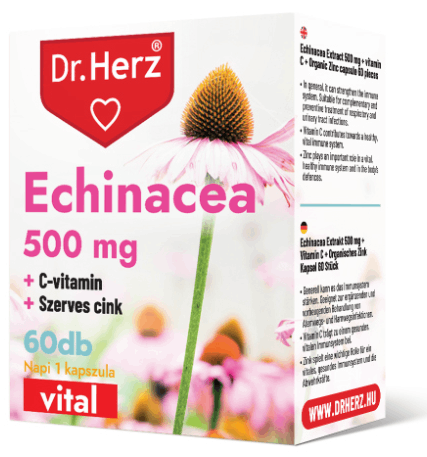 Dr.Herz Echinacea 500 mg + C-vitamin + Szerves Cink 60 db kapszula