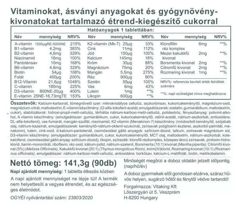 Vitaking Daily One Multivitamin tabletta 90 db