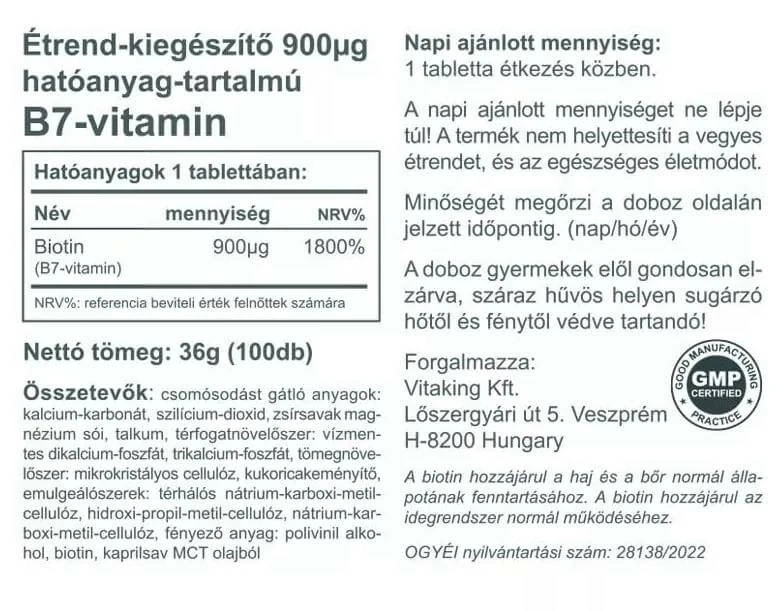 Vitaking Biotin 100db 900µg