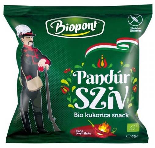 Pandúr szív BIO kukorica snack erős paprikás 45g