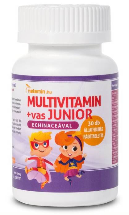Netamin Multivitamin+vas JUNIOR rágótabletta Echinaceával 30db