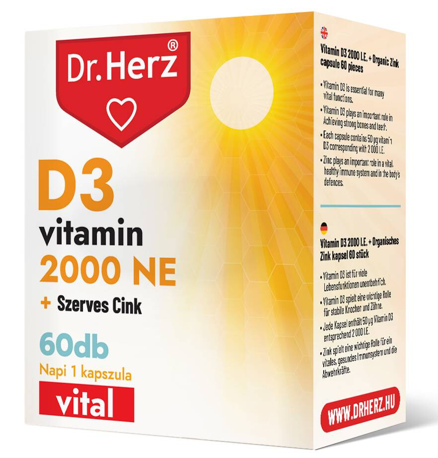 Dr. Herz D3 vitamin 2000NE+ szerves Cink 60db
