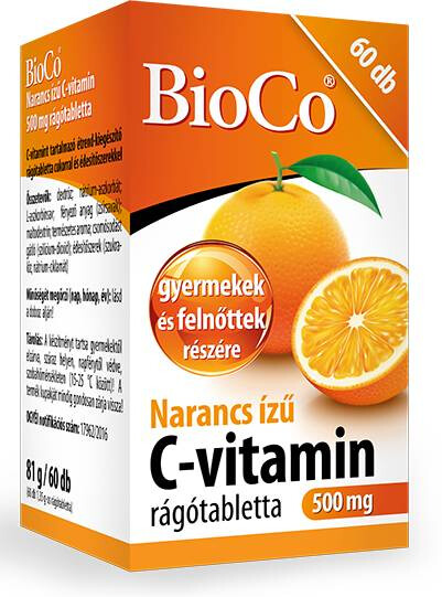 BioCo Narancs ízű C vitamin 500mg rágótableta 60db