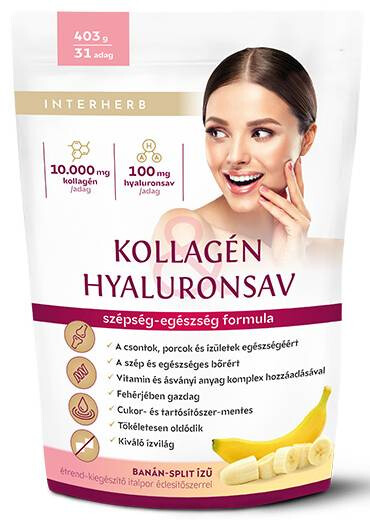 Interherb Kollagén&Hyaluronsav italpor Banán-Split ízű 403g