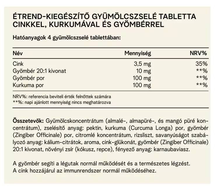 VK Fuitt Tablets - Gyömbér-Cink 130db