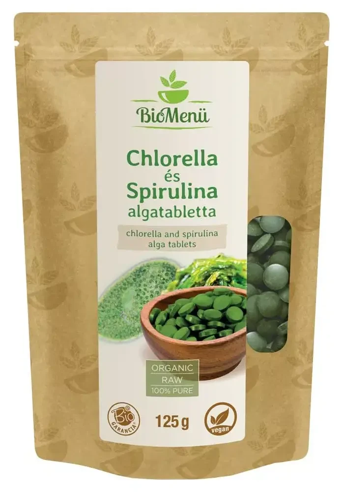 BioMenü Bio Chlorella és Spirulina tabletta 125g (250db)