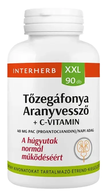 Interherb XXL 90 db Tőzegáfonya&Aranyvessző+C-vitamin kapszula