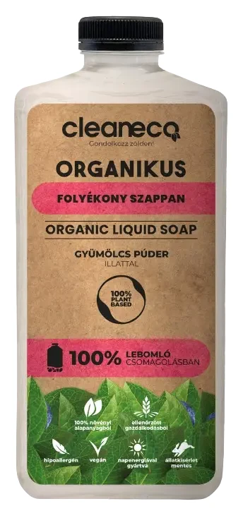 Cleaneco Organikus folyékony szappan (Gyümölcs púder illat) 1L