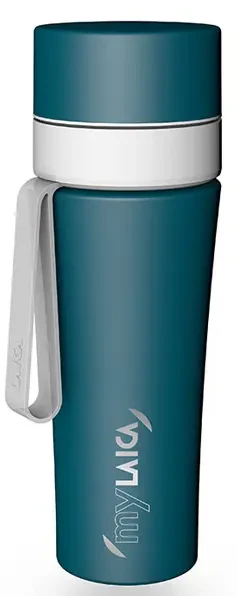 MyLaica Vízszűrő kulacs pánttal- Rozsdamentes acélból, FAST DISK szűrővel (matt zöld) 0,55 l