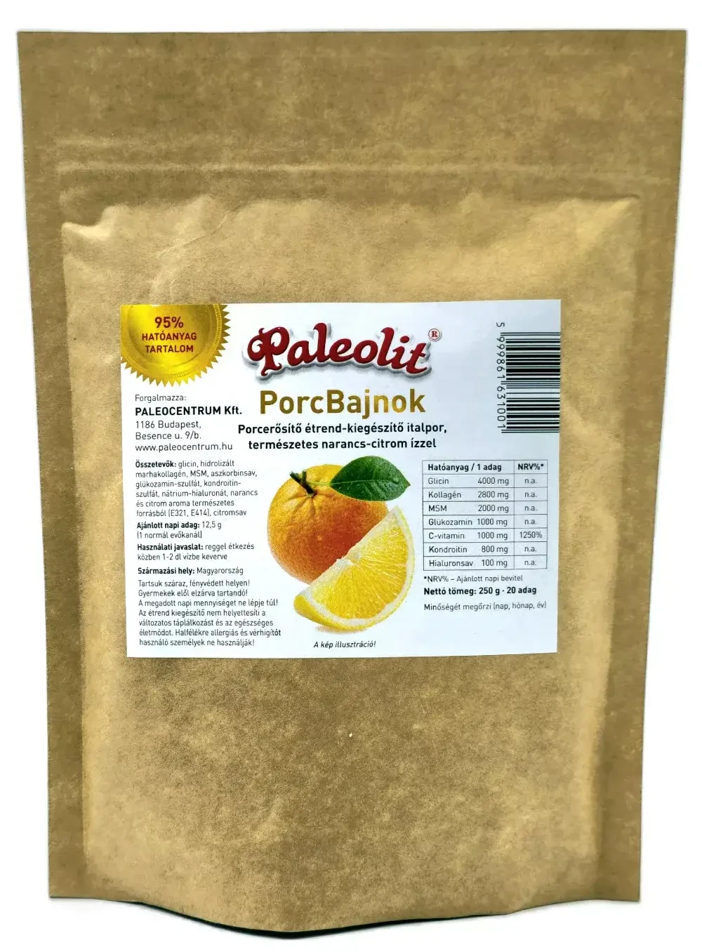 Jom Tom PorcBajnok MSM-Kollagén porcerősítő italpor Narancs- Citrom 250 g