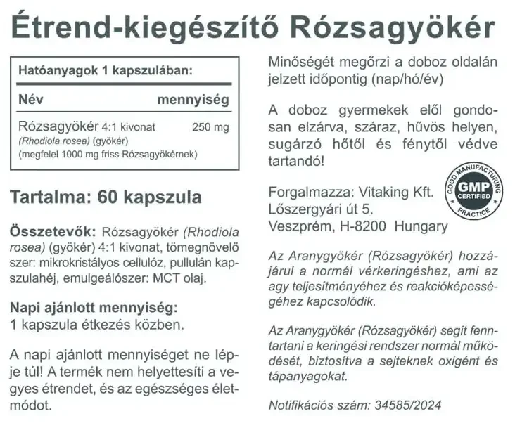 Vitaking Rózsagyökér 1000mg kapszula 60db