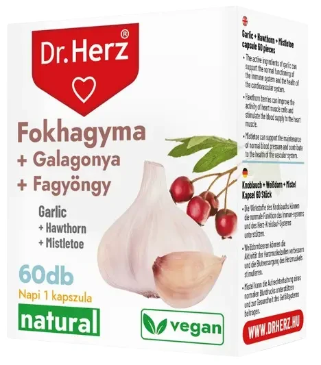 Dr. Herz Fokhagyma + Galagonya + Fagyöngy kapszula 60 db