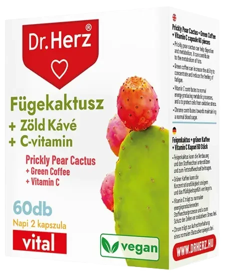 Dr. Herz Fügekaktusz + Zöldkávé + C-vitamin Kapszula 60 db