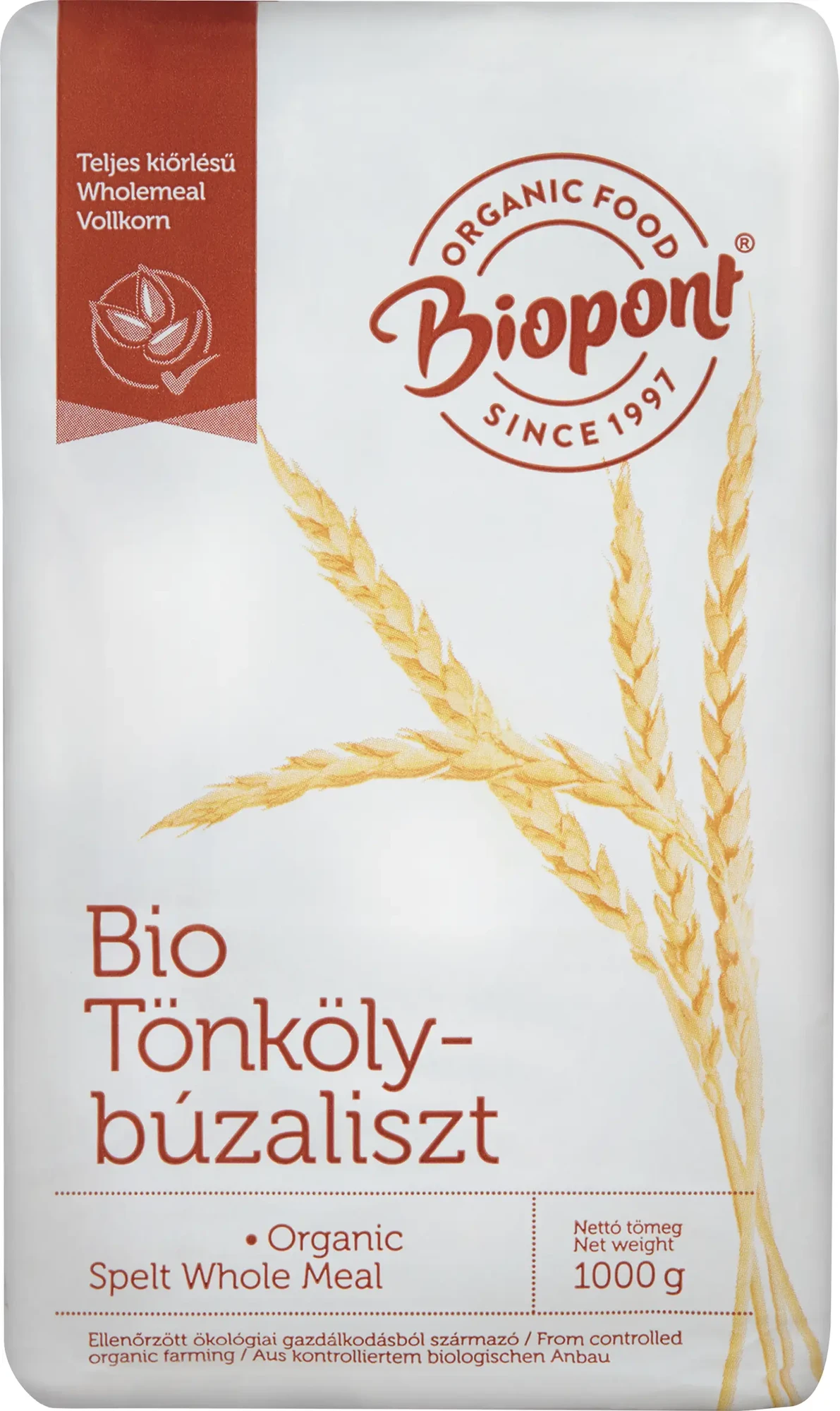 Biopont BIO Tönkölybúzaliszt teljes kiőrlésű (TGL-300) 1 kg