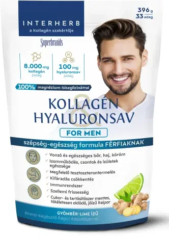 Interherb Kollagén&Hyaluronsav italpor FOR MEN Gyömbér-Lime ízű 396 g