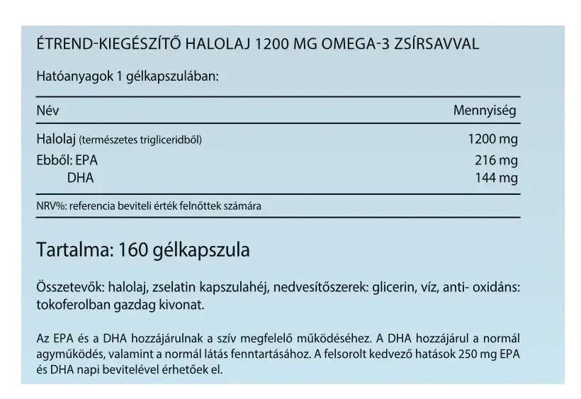 VK Triglicerid halolaj Omega 3 1200mg 160db