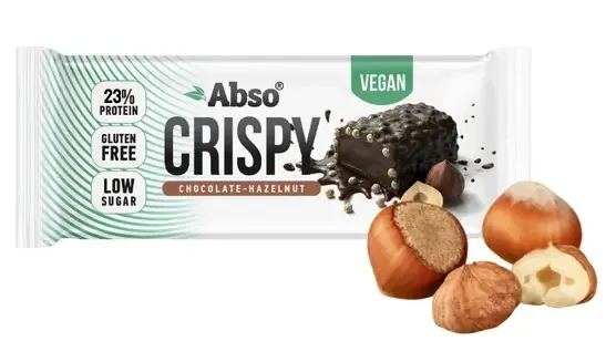 Abso Crispy Bar Csokoládés- Mogyorókrémes Ízű Vegán Fehérjeszelet 50g