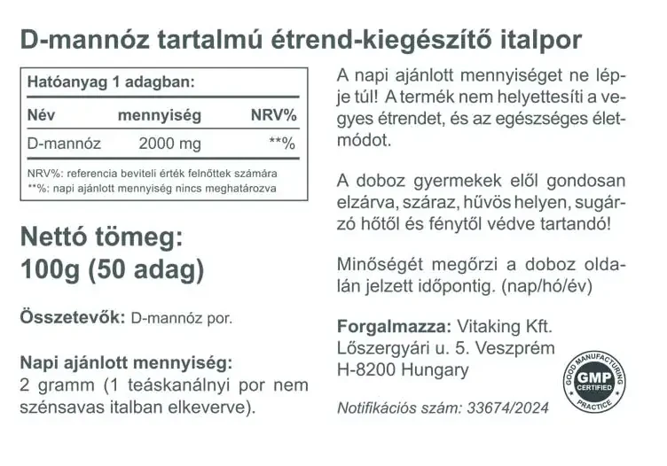Vitaking D-mannose por 100g