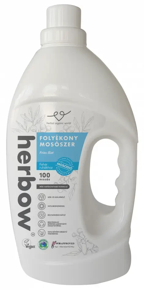 Herbow folyékony mosószer fehér ruhákhoz (Friss illat) 3000 ml