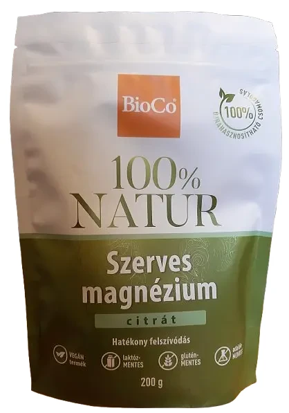 BioCo 100% NATUR Szerves Magnézium tasakos por (citrát) 200g
