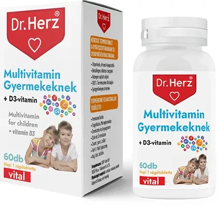 Dr. Herz Multivitamin gyerekeknek + D3 60 db rágótabletta