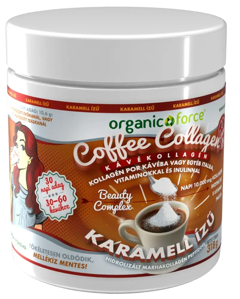 Organic Force Coffee Collagen - Kávékollagén (Karamell ízű) 318 g