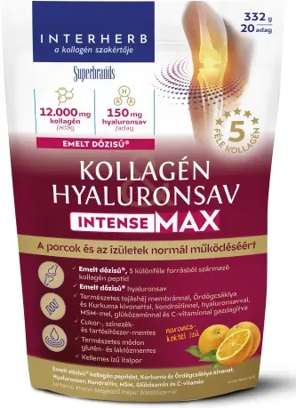 Interherb Kollagén&Hyaluronsav IntenseMAX nádcukorral Narancskoktél ízű 332 g