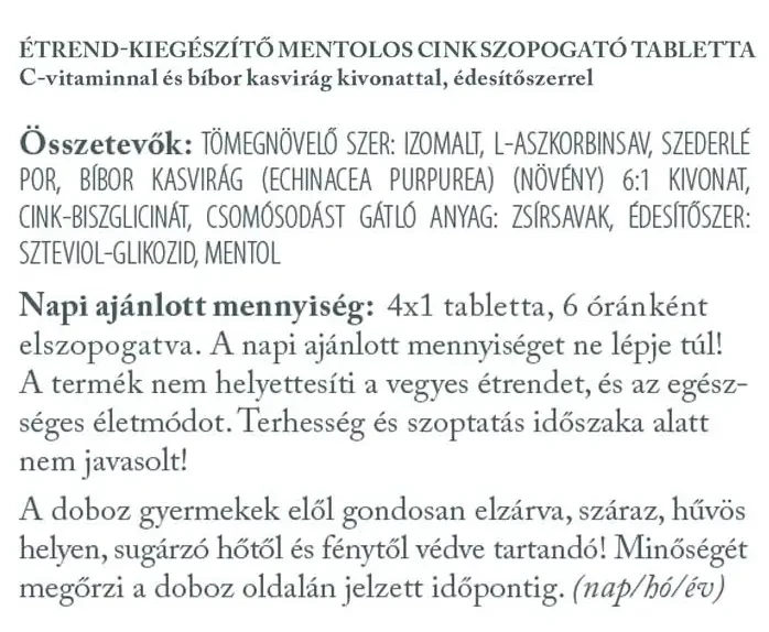 Cink Immunito szopogató tabletta 30 db