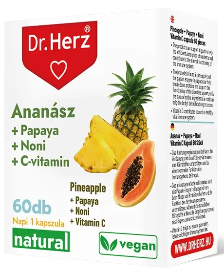 Dr. Herz Ananász + Papaya + Noni + C-vitamin kapszula 60 db