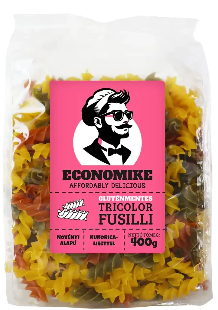 Economike Gluténmentes kukorica tészta tricolor orsó (fusilli) 400 g