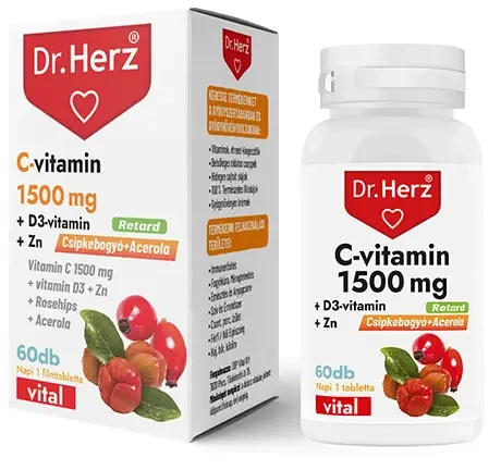 DR Herz C-vitamin 1500mg+D3+Zn csipkebogyóval acerolával 60db