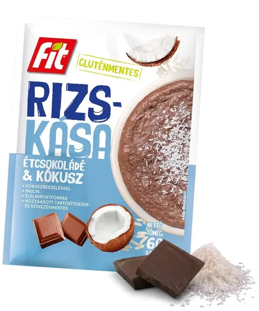 Fit Reggeli Rizskása Étcsokoládés, kókuszreszelékkel (gluténmentes) 60g