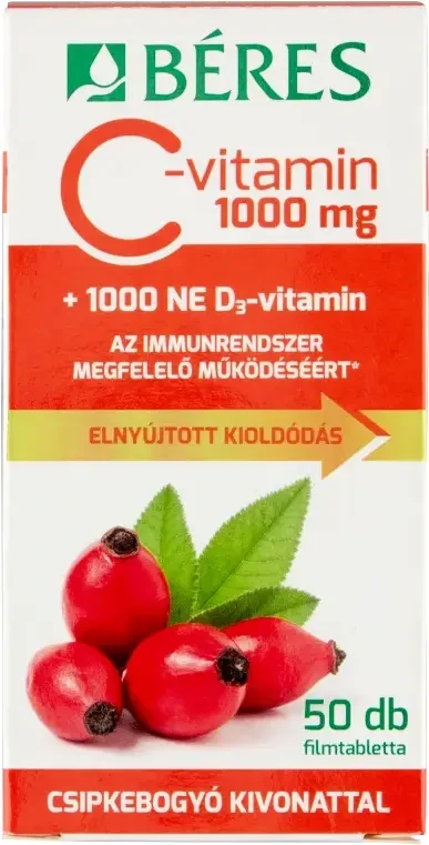 Béres C-vitamin 1000 mg csipkebogyó kivonattal + D3-vitamin 50db