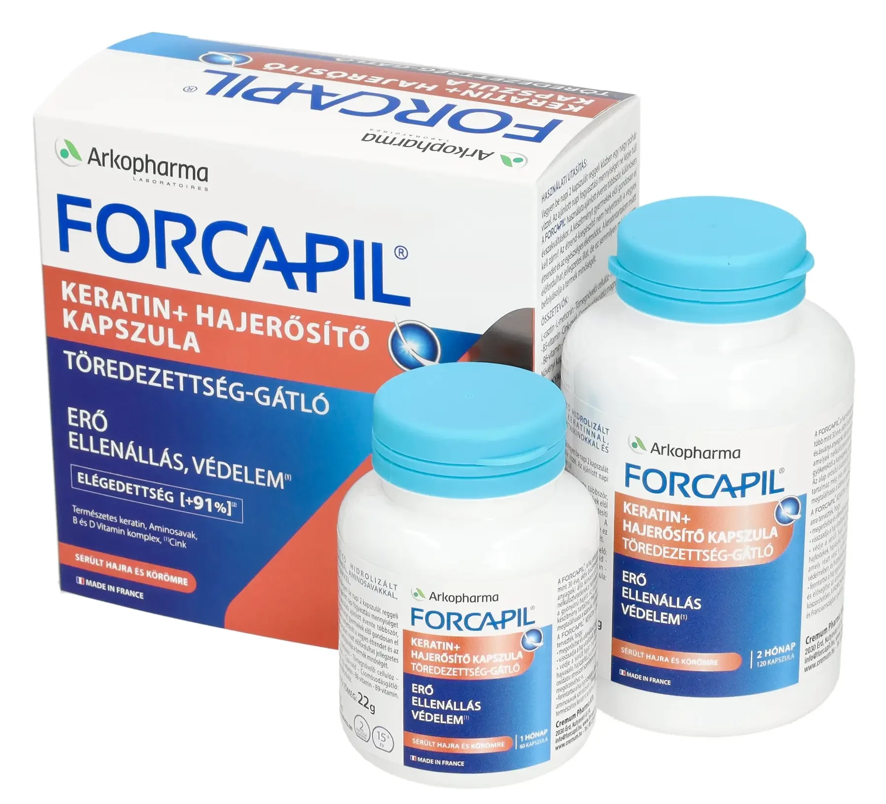 Forcapil Keratin + Hajerősítő kapszula 180 db