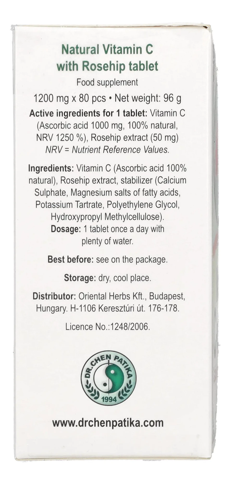 Dr. Chen C-Vitamin 1200mg csipkebogyóval 80db